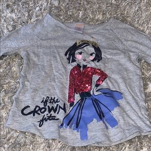 Girls Grey (If the Crown Fits) Long Sleeve Shirt